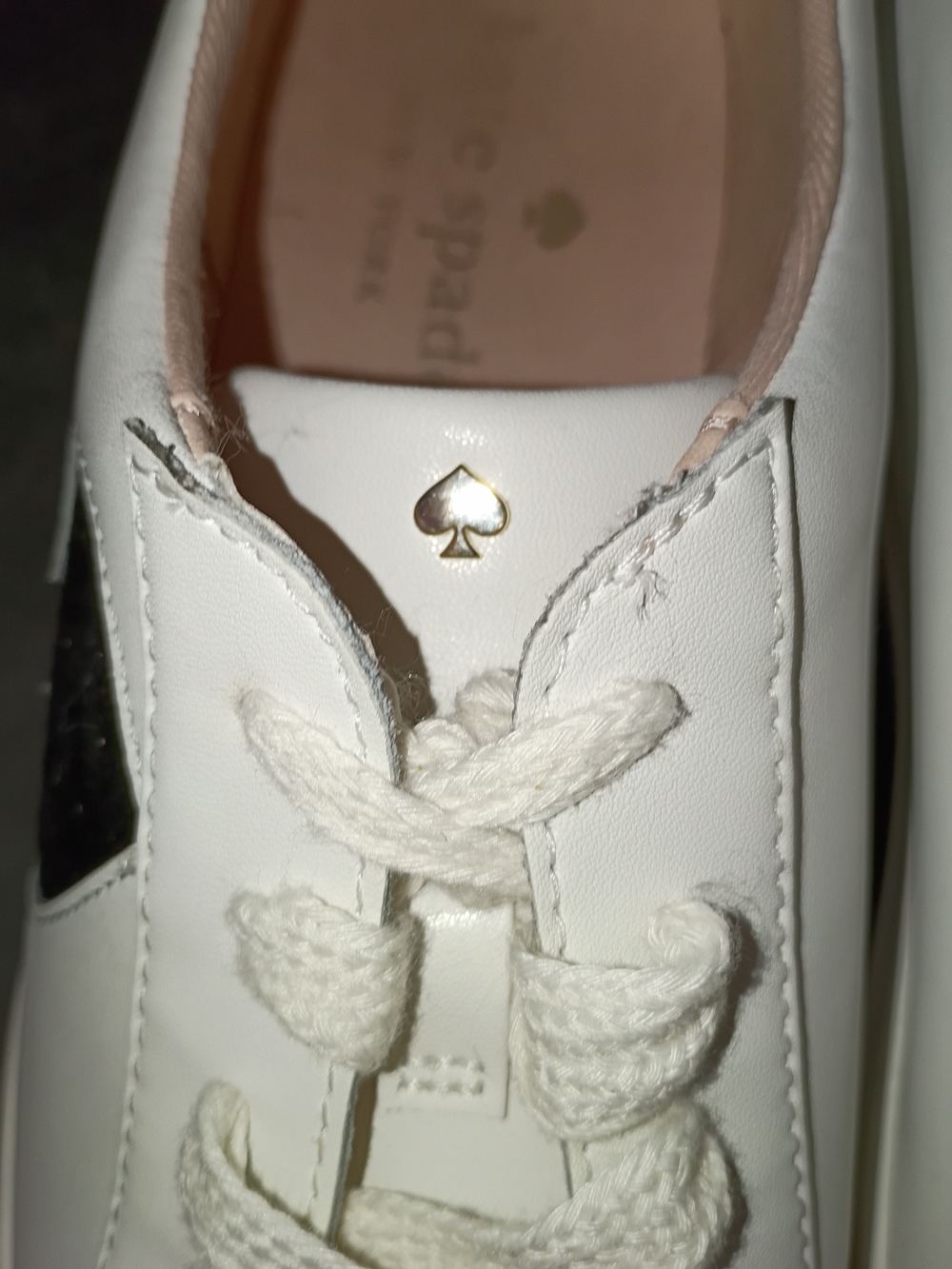 kate spade Fez White Sneakers with Black Spade Accent Size 11 EUC - Picture 3 of 13